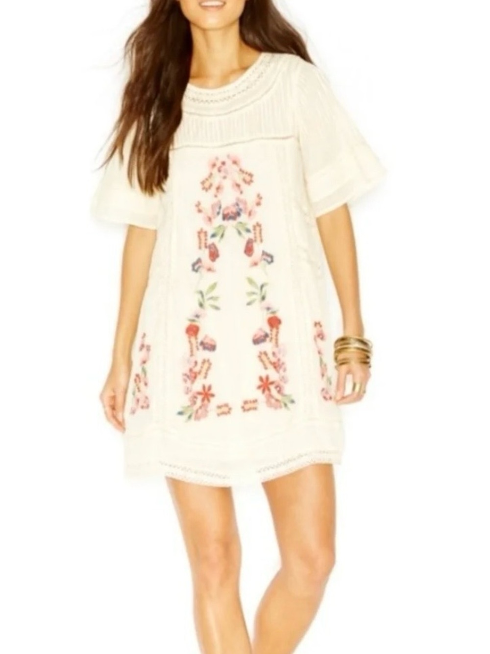 Free People Perfectly Victorian Romance Cream Embroidered Boho Dress